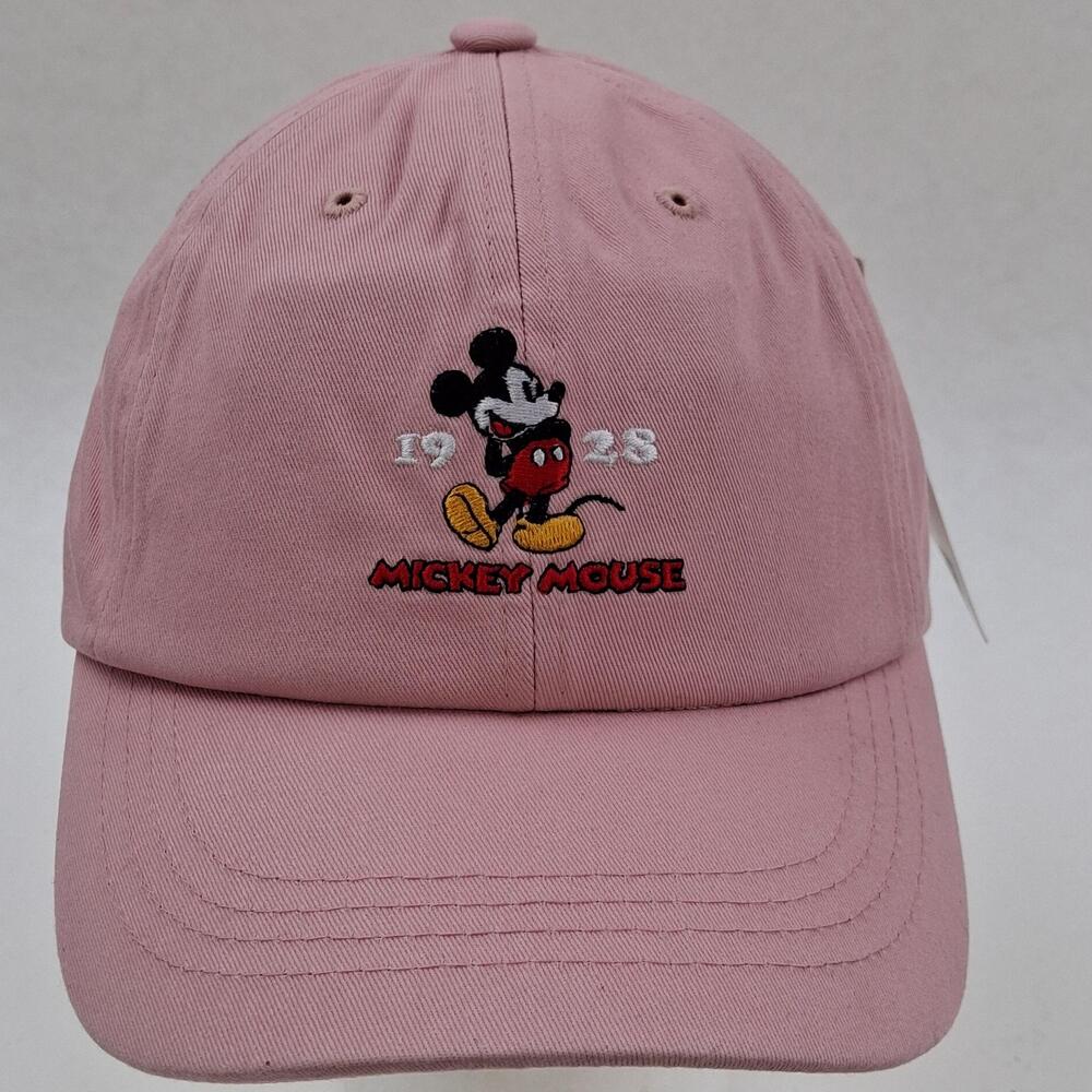 Disney Mickey Mouse 1928 Hat Cap Strap Back One Size Pink Embroidered Womens